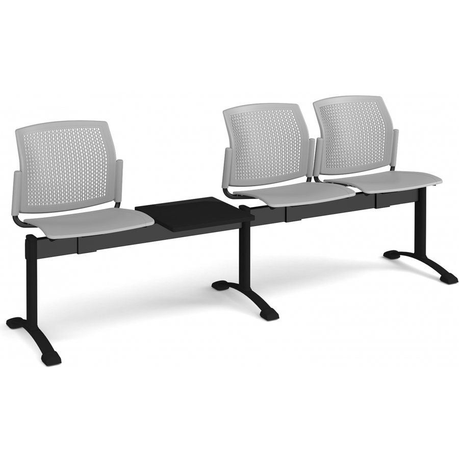Santana Perforated Back Plastic Seating Bench With 3 Seats and Table